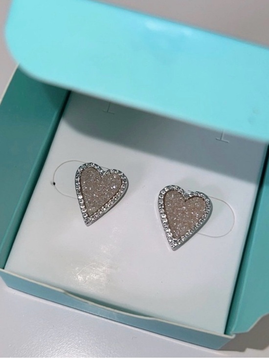 Origami Owl Jewelry - Origami Owl SILVER + ROSE QUARTZ HEART Earrings